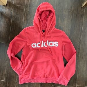 Adidas raspberry pink red hoodie with pockets
